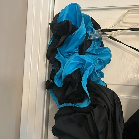 Blue and Black EIGHTIES 80’s retro classic dress Alyce Designs no size tag - Picture 5 of 5